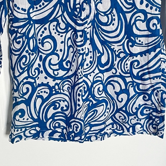 Lilly Pulitzer Blue White Pink Sarasota Beaded Tunic Top - 35525 - Picture 9 of 14